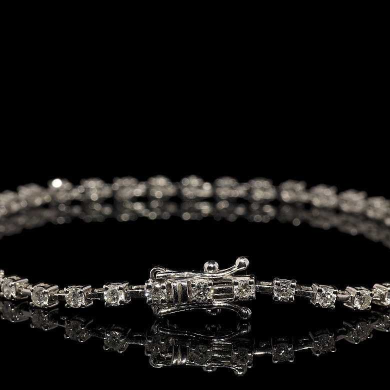 Pulsera rivère en oro blanco de 18K y diamantes