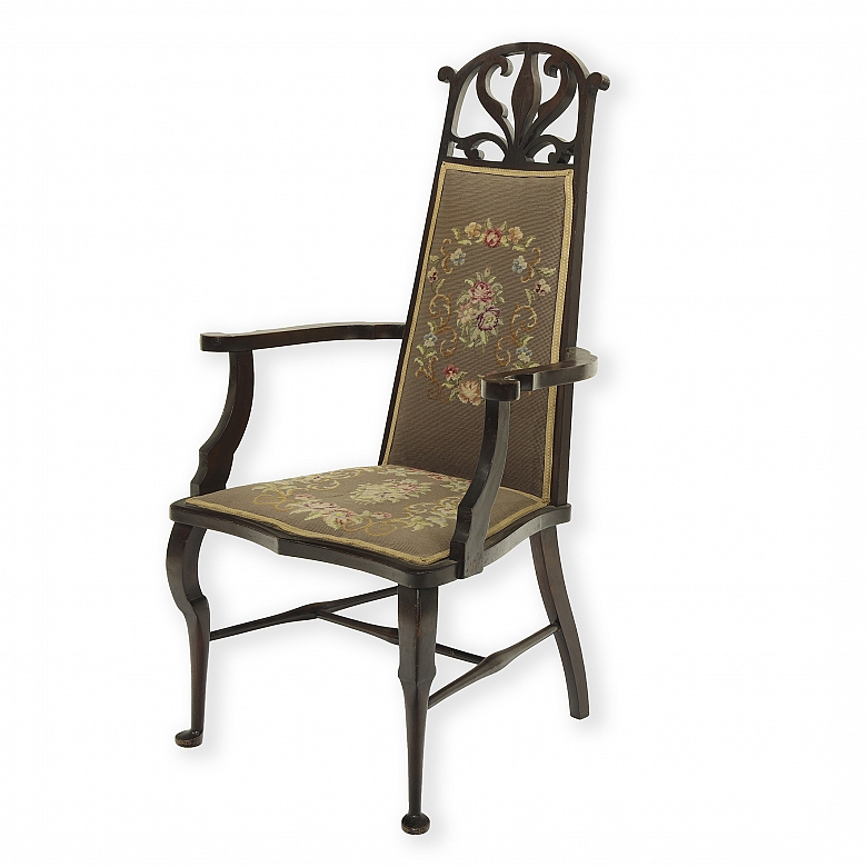 Art Nouveau carved wood armchair, 20th century - 5