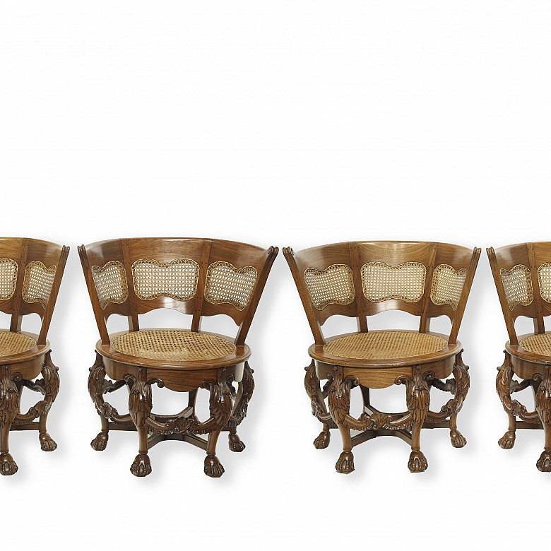 Set of Dutch Colonial-style ‘Burgomaster’ chairs, 20th century