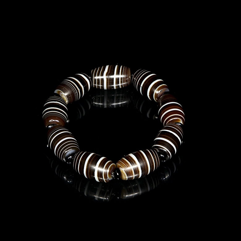 Pulsera de nueve cuentas Dzi, dinastía Liao