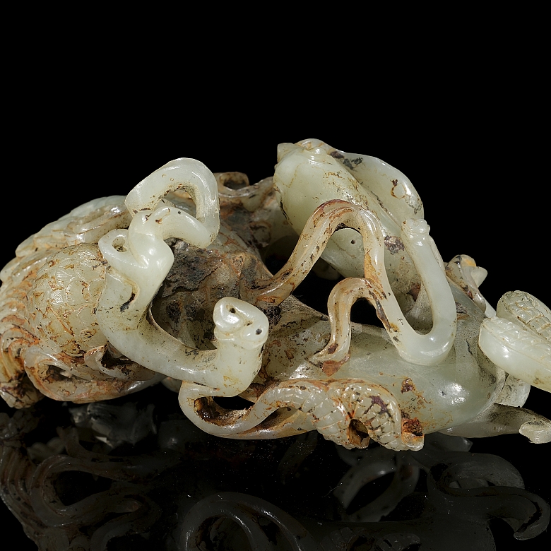 Pareja de tallas de jade blanco 