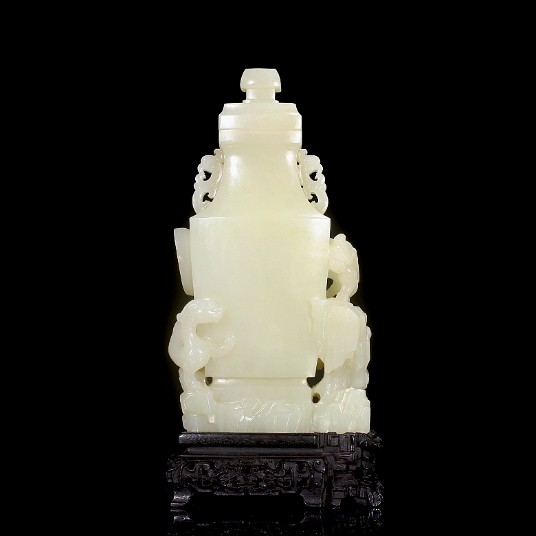 Jarrón de jade blanco de Hetian 