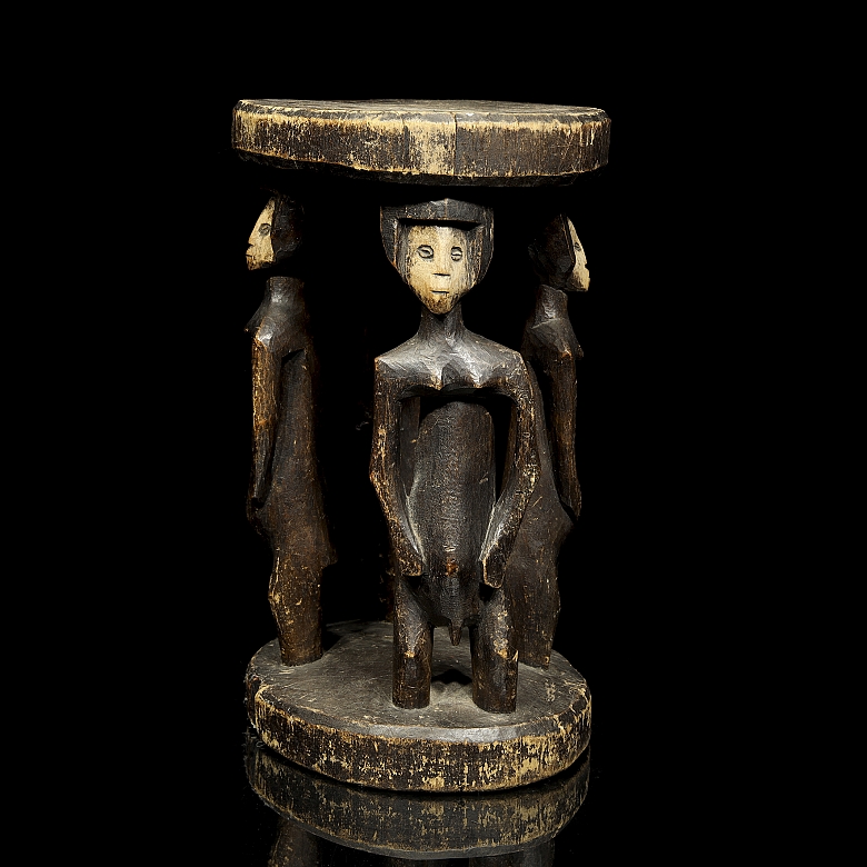Taburete ceremonial, cultura Hemba, R.D. del Congo, s.XX