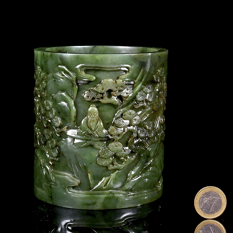 Portapinceles de jade verde espinaca