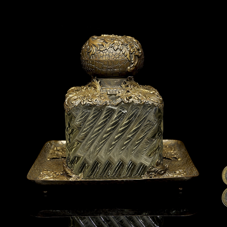 Large glass and bronze writing desk, 18th century - 10