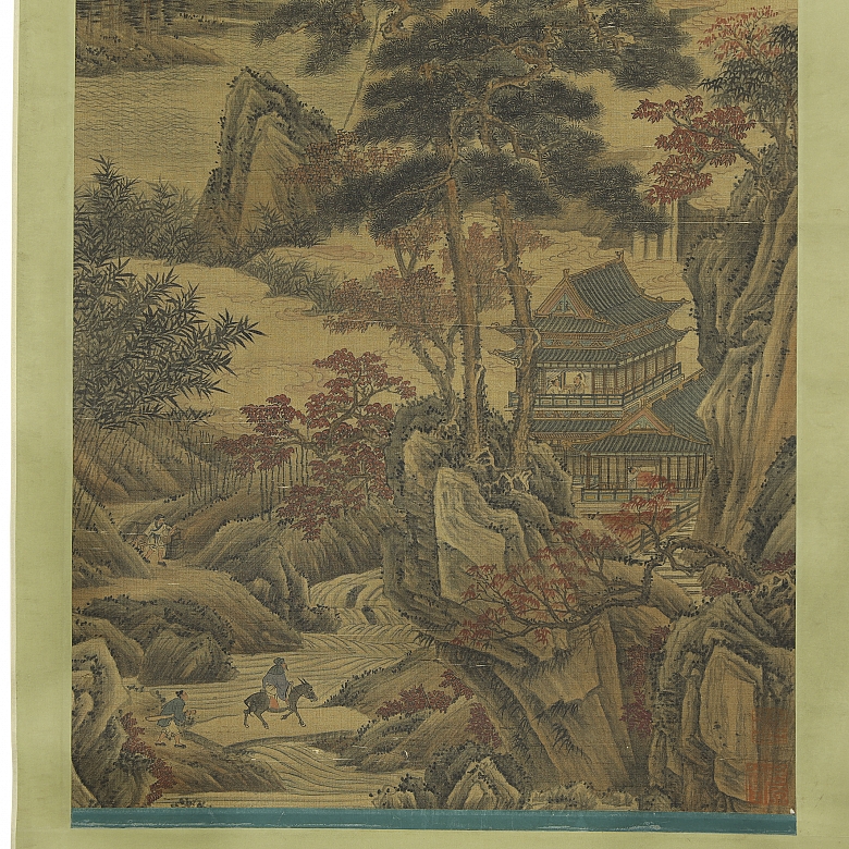 Chinese painting ‘Palace among the Mountains’, 20th century - 2