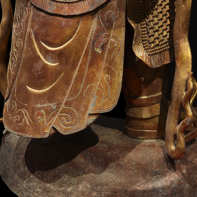 Magnificent bronze figure of ‘Guăng Mù Tiān wáng, Heavenly King’, Ming dynasty