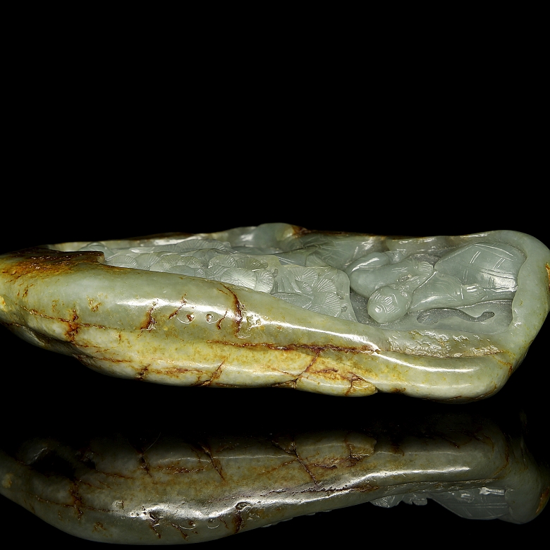 Carved jade figure, ‘Elders under the tree’, 20th century