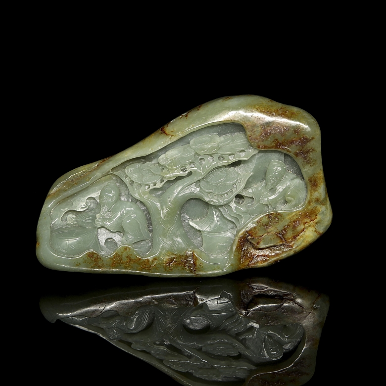Carved jade figure, ‘Elders under the tree’, 20th century