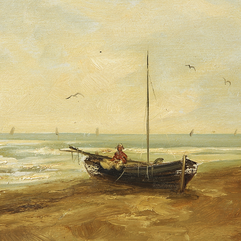 J. M. González (19th-20th century) ‘Boat on the beach’
