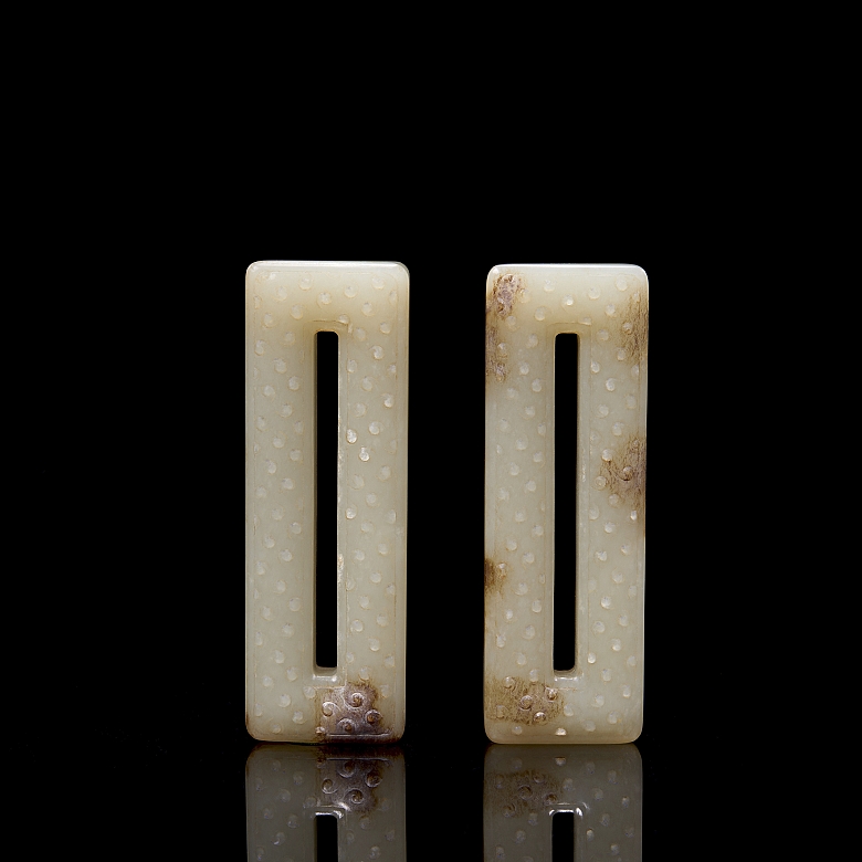 Pair of rectangular jade plaques, Qing Dynasty - 2