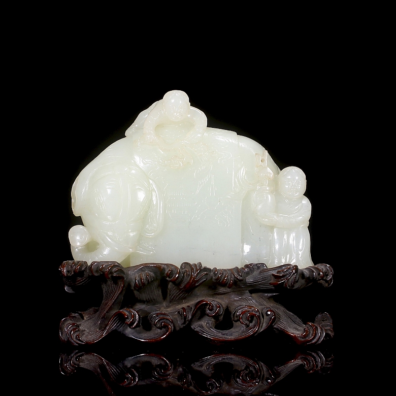 Figura de jade blanco de Hetian 