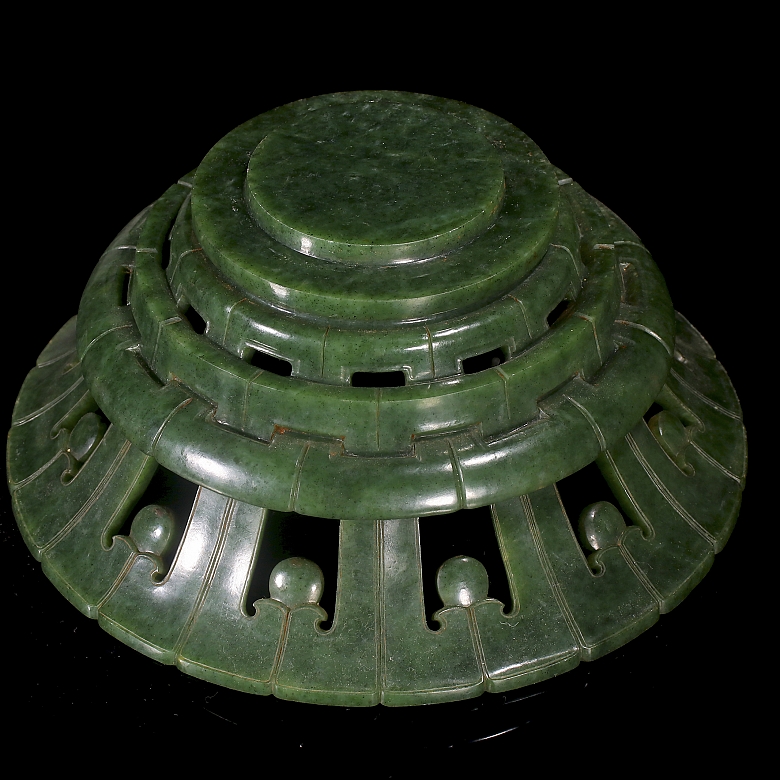Cuenco ritual de jade verde espinaca