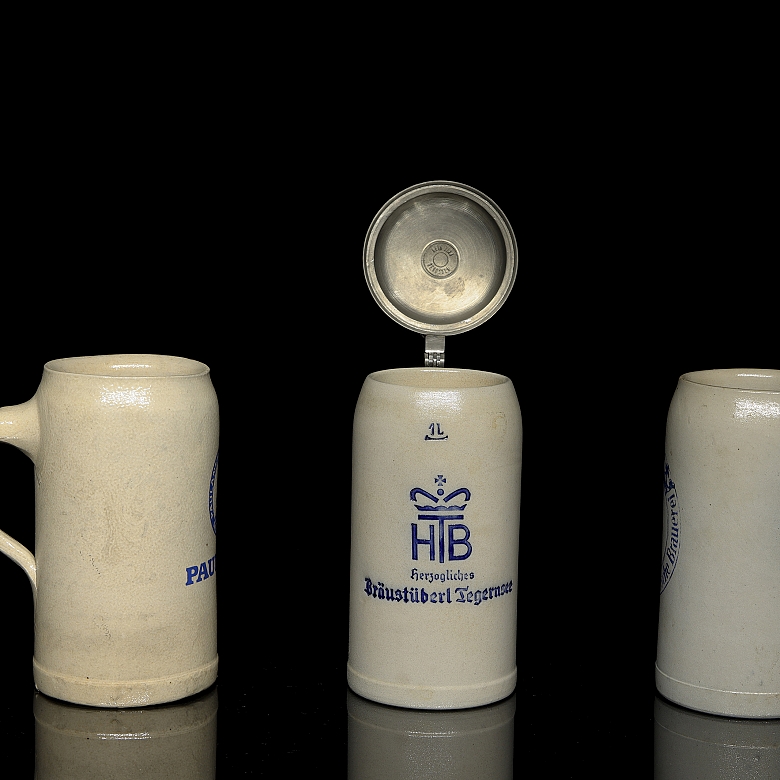 Tres jarras de cerámica esmaltada alemana, s.XX - 5