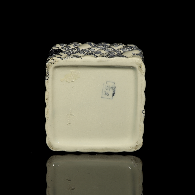 Tintero de porcelana esmaltada, s.XIX