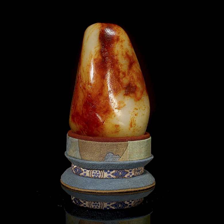 Carved jade stone “Poem and scene,” Qing dynasty