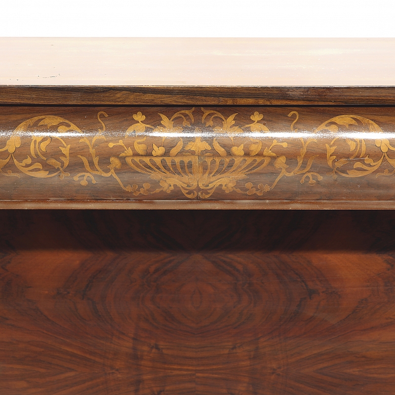 Empire console table with floral marquetry, 20th century