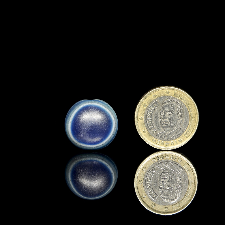 Blue agate Dzi ‘Ban Zhu’ bead, Liao dynasty - 5