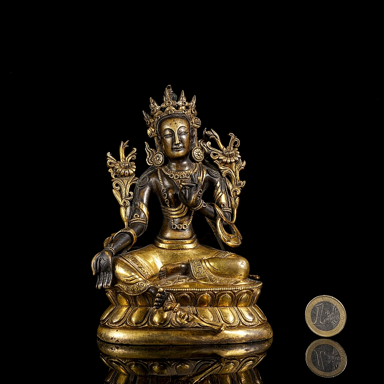 Gilded bronze statue of “Tara,” Qing dynasty