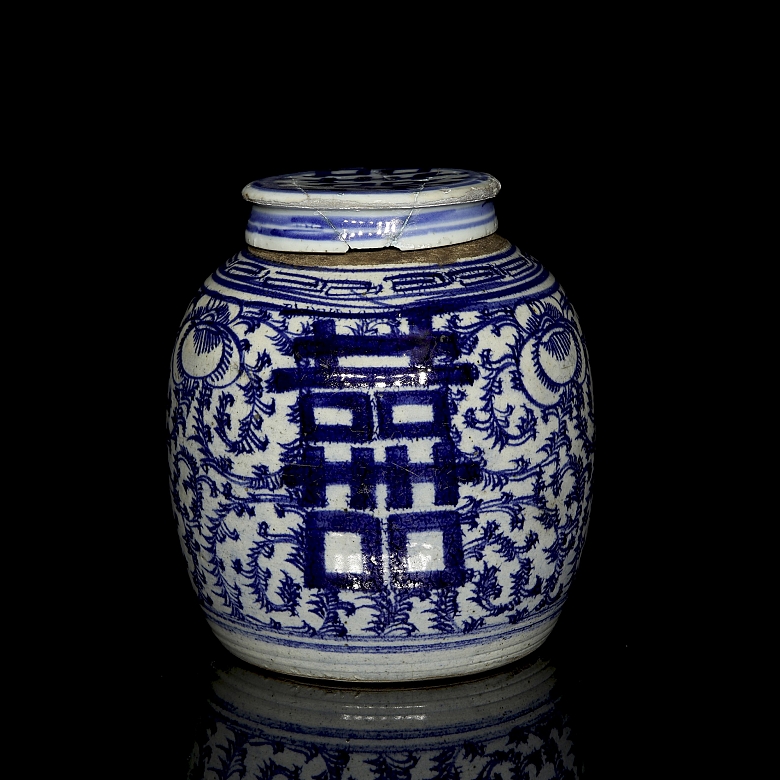 Tarro de jengibre de porcelana esmaltada, dinastía Qing