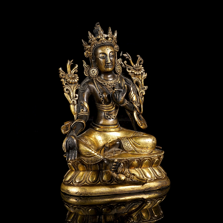 Gilded bronze statue of “Tara,” Qing dynasty