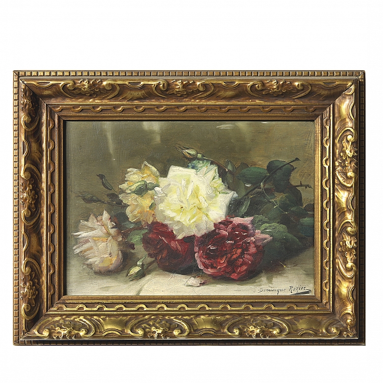 Dominique Rozier (1840-1901) “Still Life with Flowers”