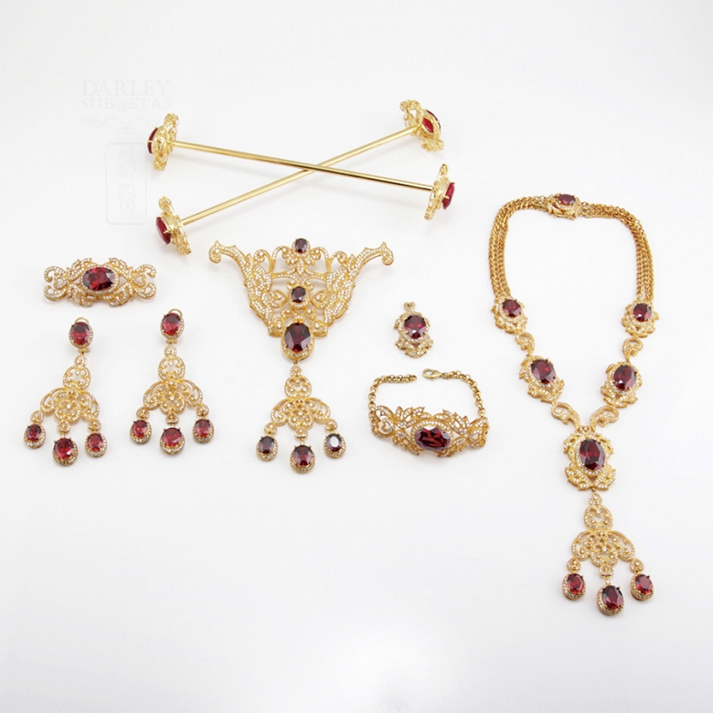 Aderezo de Fallera rojo Rubí y dorado