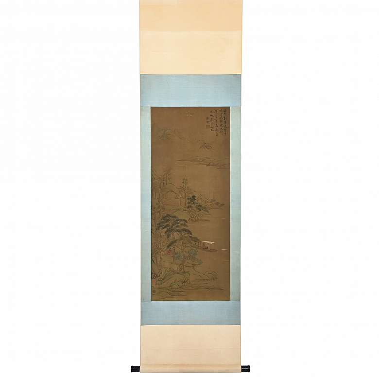 Chinese painting “Guqin Concert by the River,” signed Wen Zhengming