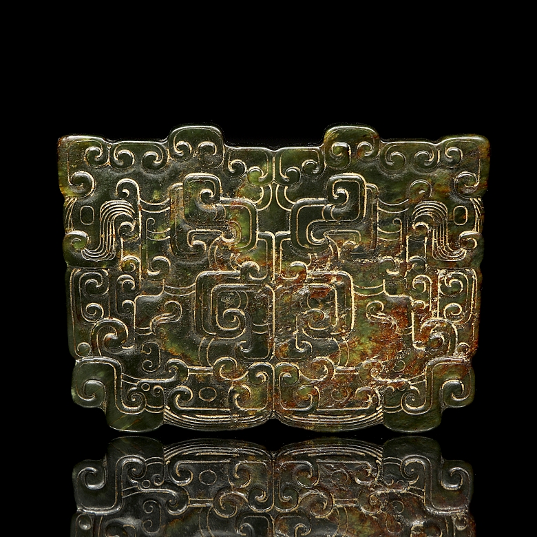 Placa de jade tallado, estilo Han