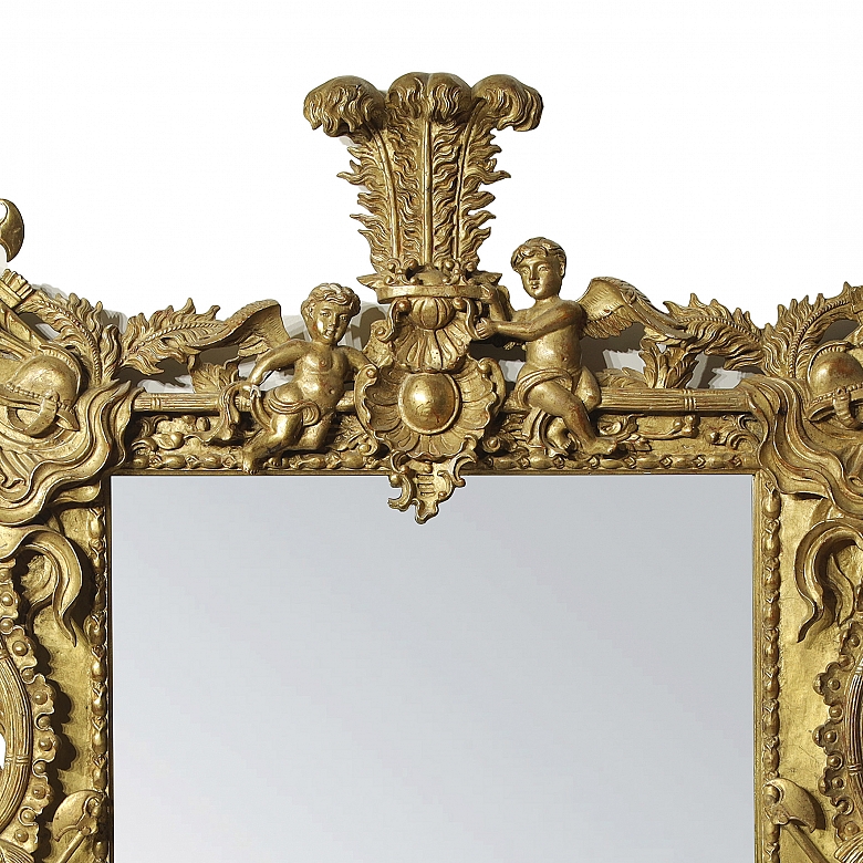 Regency-style gilded wooden mirror, 19th century