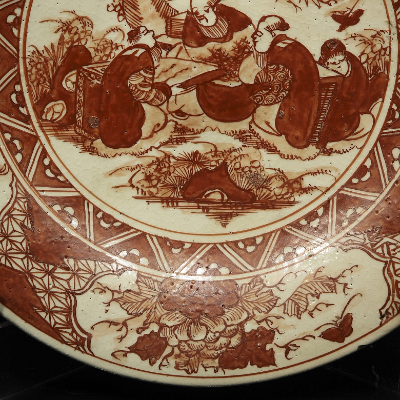 Iron-red enamelled porcelain plate ‘Garden Scene’, with Yongle mark - 3
