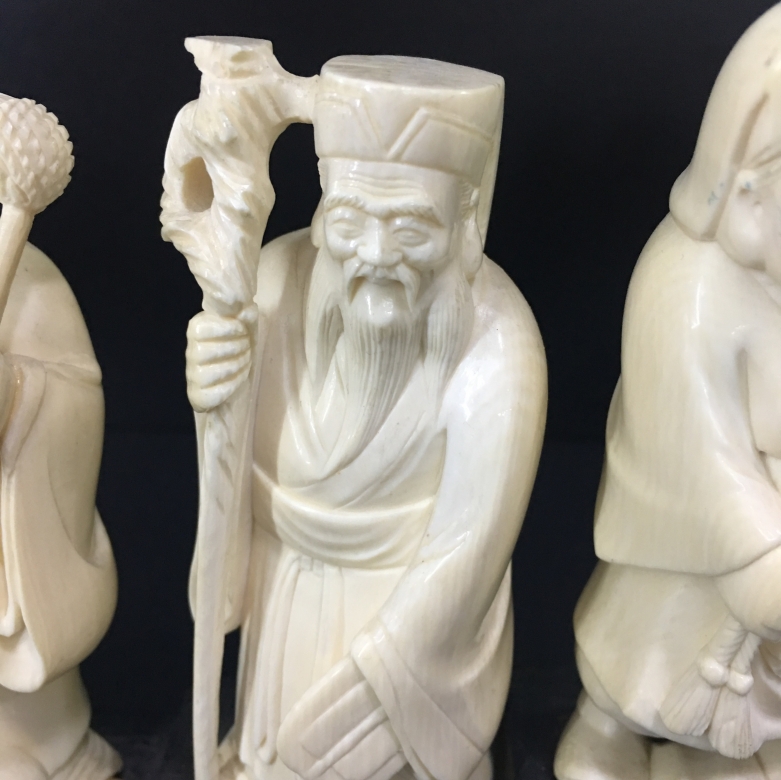 7 preciosas figuras de marfil sabios chinos. - 2