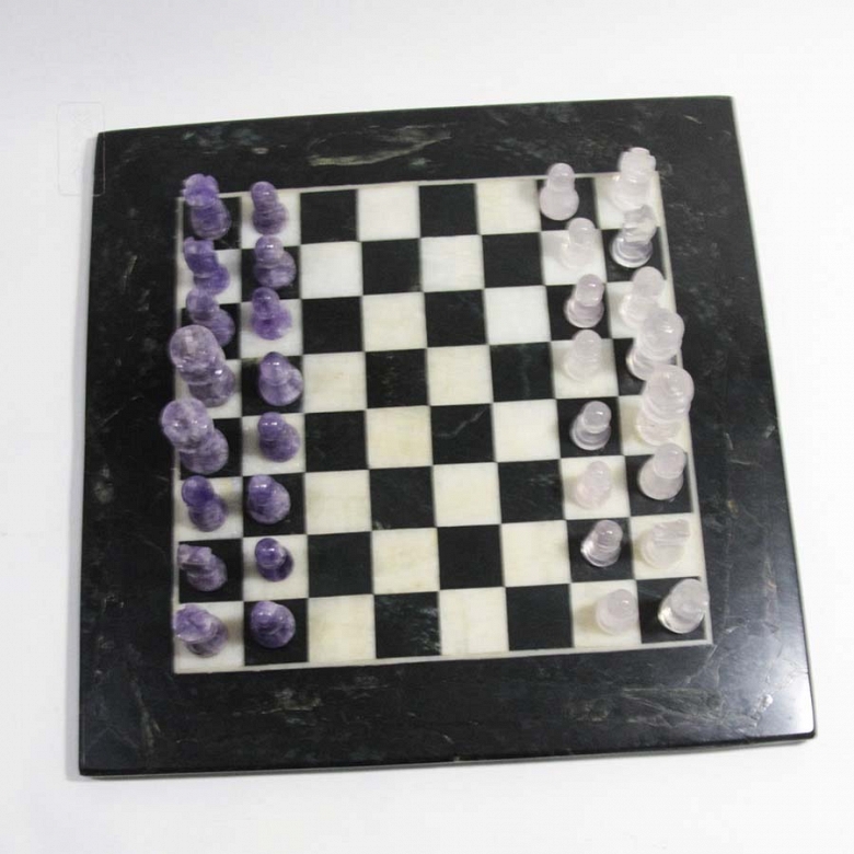 Ajedrez de Amatista y cuarzo rosa - 1