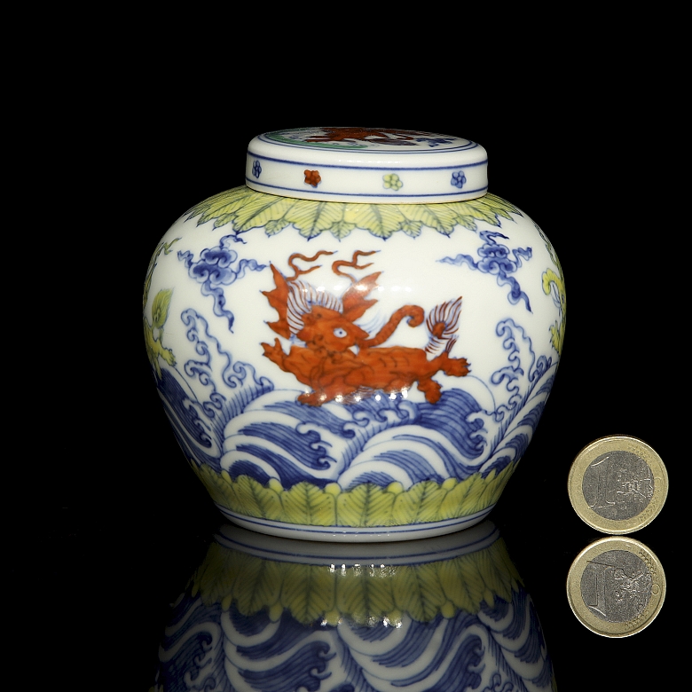 Porcelain vessel ‘Mythical Beasts’, marked Tianqi