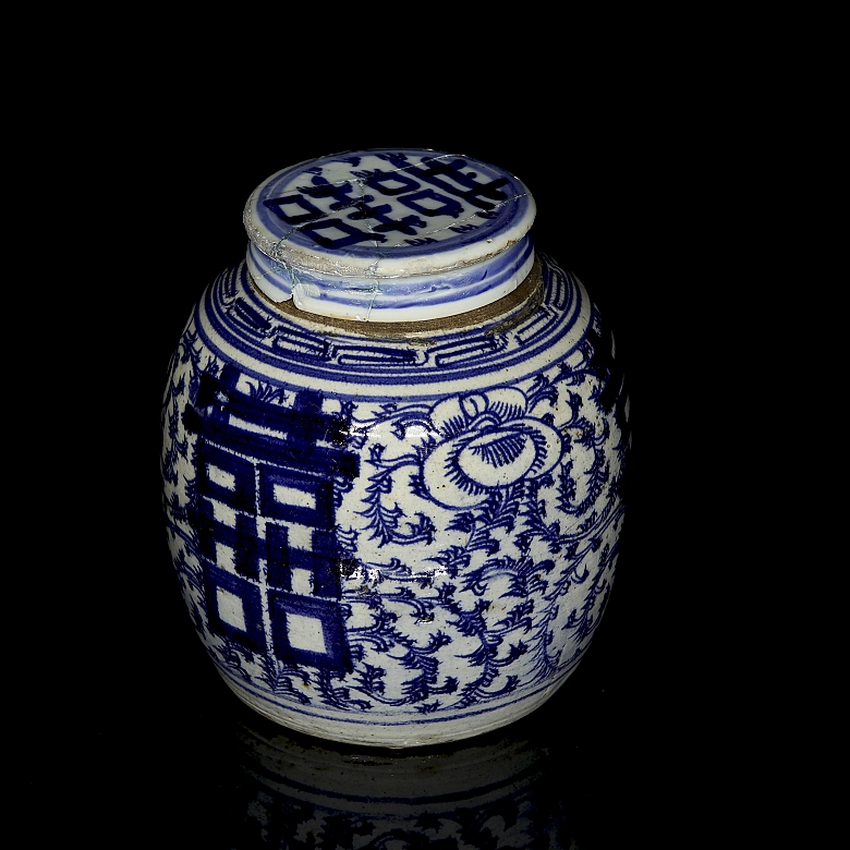 Tarro de jengibre de porcelana esmaltada, dinastía Qing