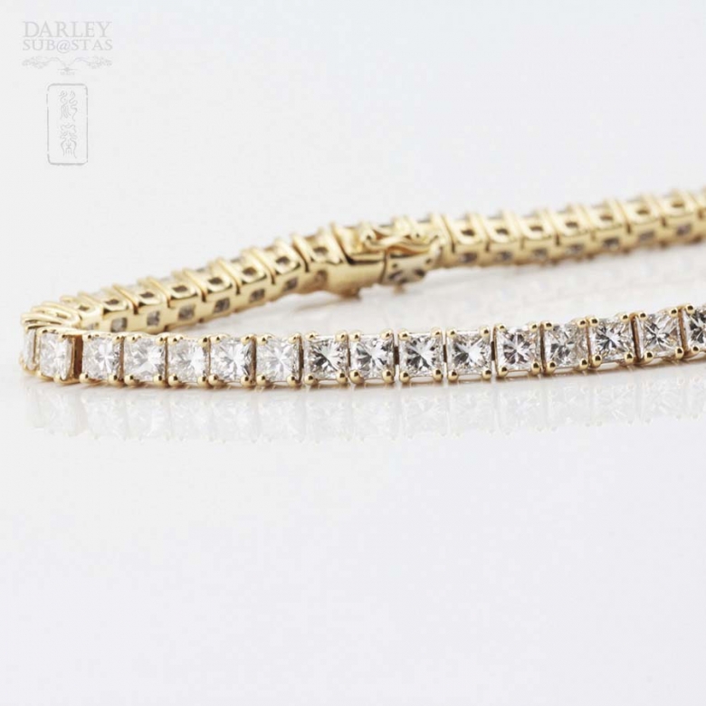 Pulsera riviére en oro amarillo de 18k y diamantes. - 7