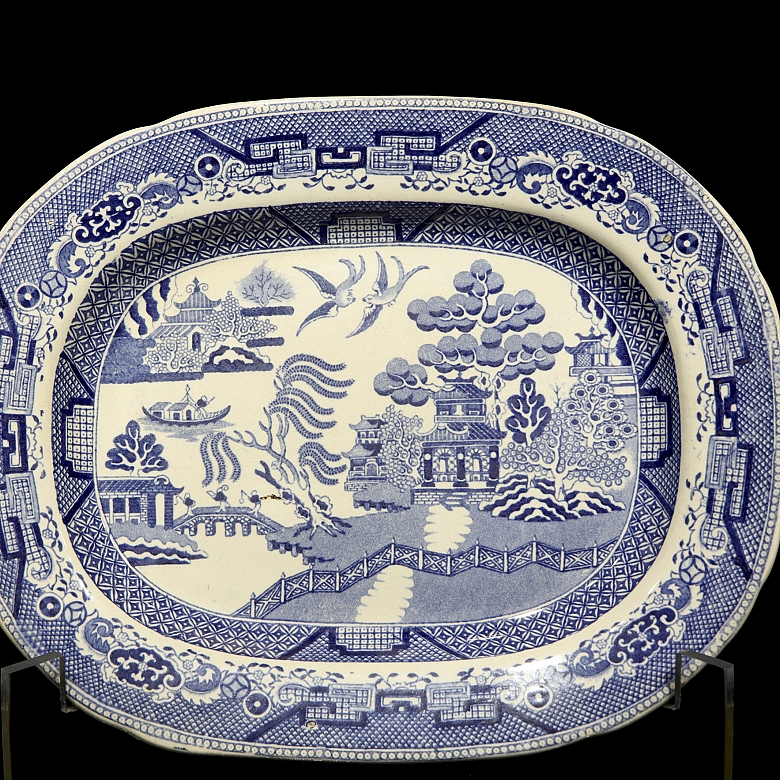 四只柳叶纹托盘,石质陶器,斯塔福德郡,十九世纪