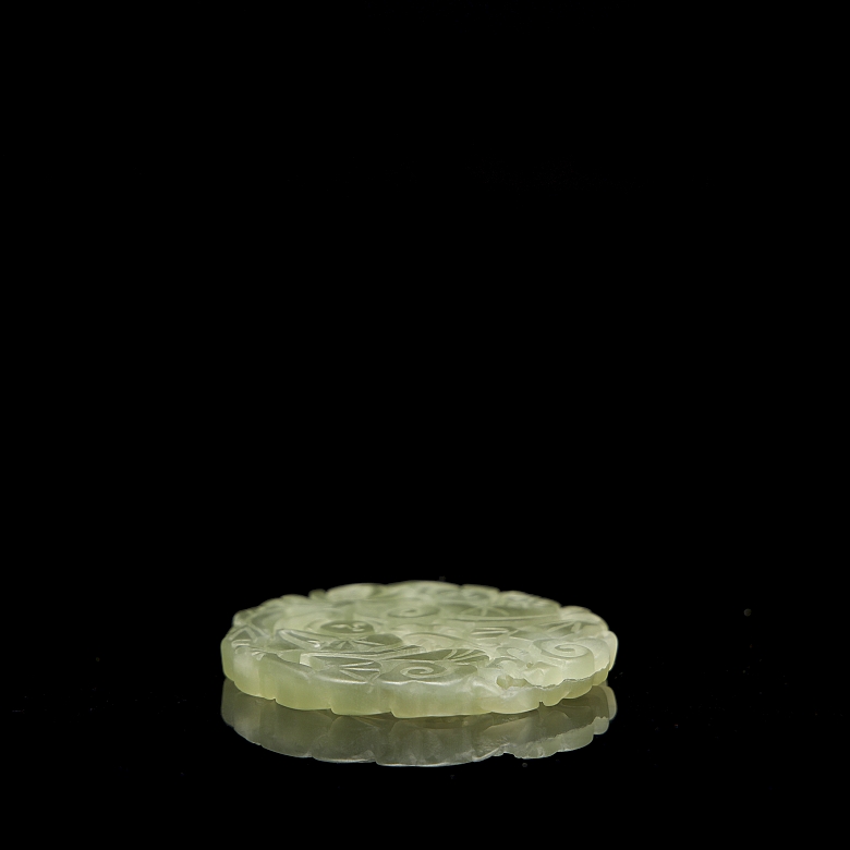 Carved jade medallion ‘Characters’, 20th century