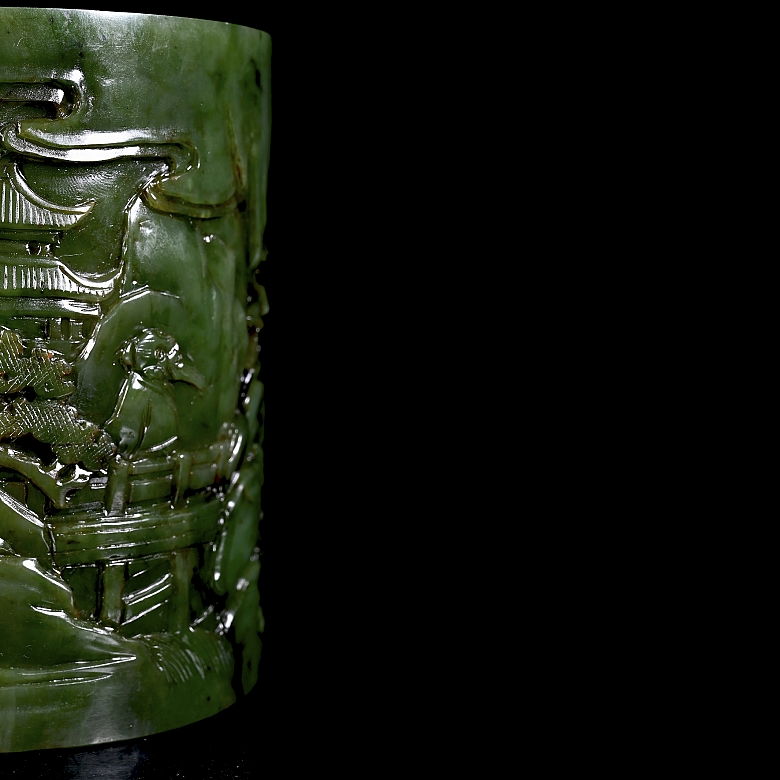 Portapinceles de jade verde espinaca