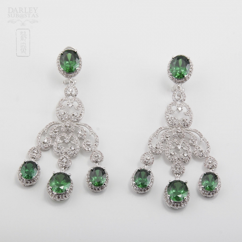 Aderezo de Fallera verde Esmeralda y plata Rodiado - 2
