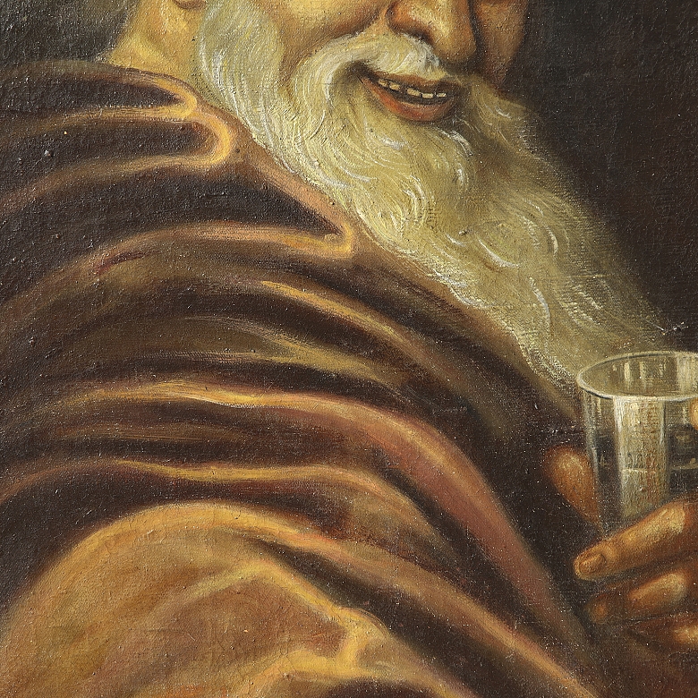 19世纪西班牙画派《捧杯老人》