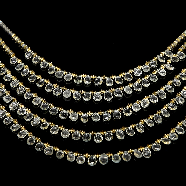 Collar de aguamarina en plata dorada, estilo Victoriano