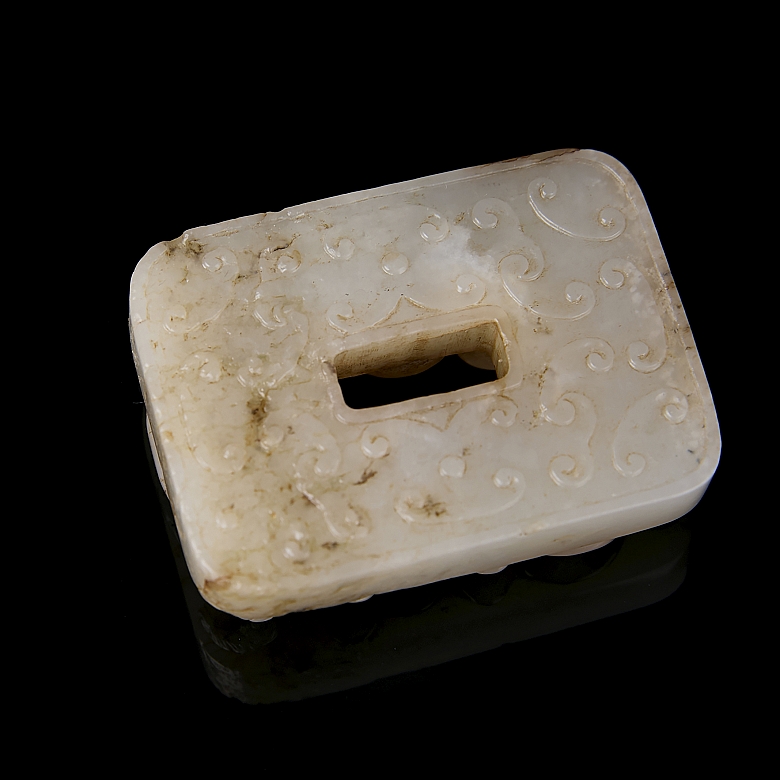 Hetian jade plaque ‘Intertwined Dragons’, Ming dynasty