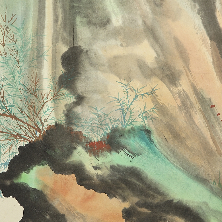 Chinese painting on paper ‘ Mountain Composition’, 20th century - 5