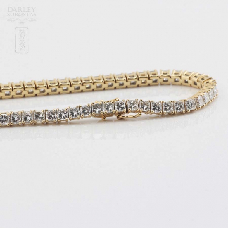 Pulsera riviére en oro amarillo de 18k y diamantes. - 4