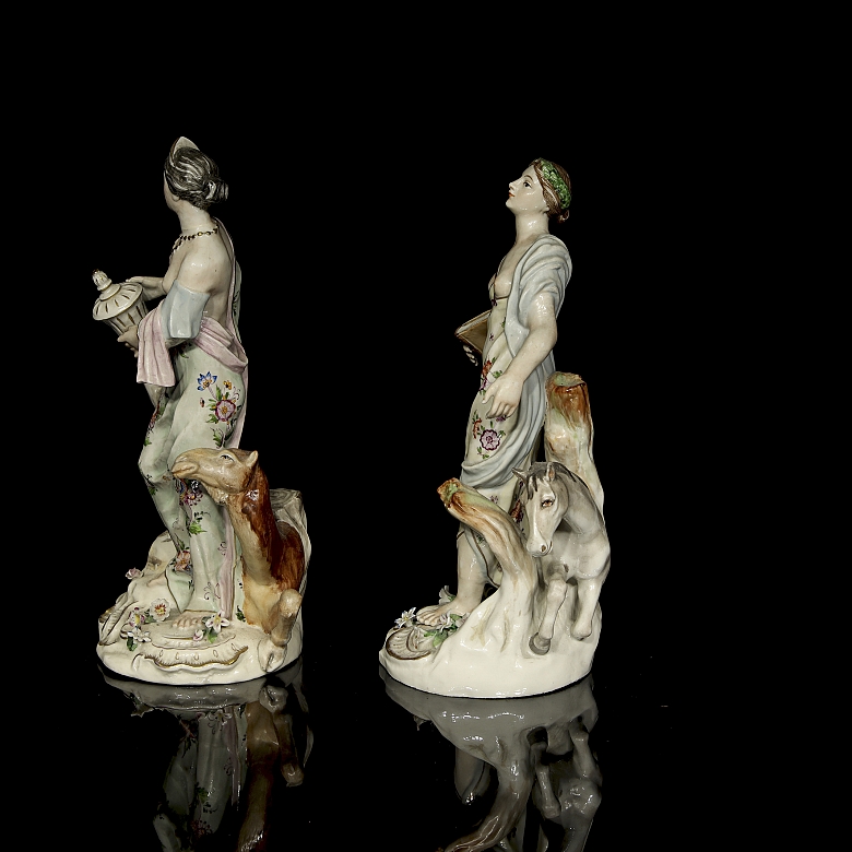 Pair of porcelain figures, ‘Asia and Europe’, 19th century