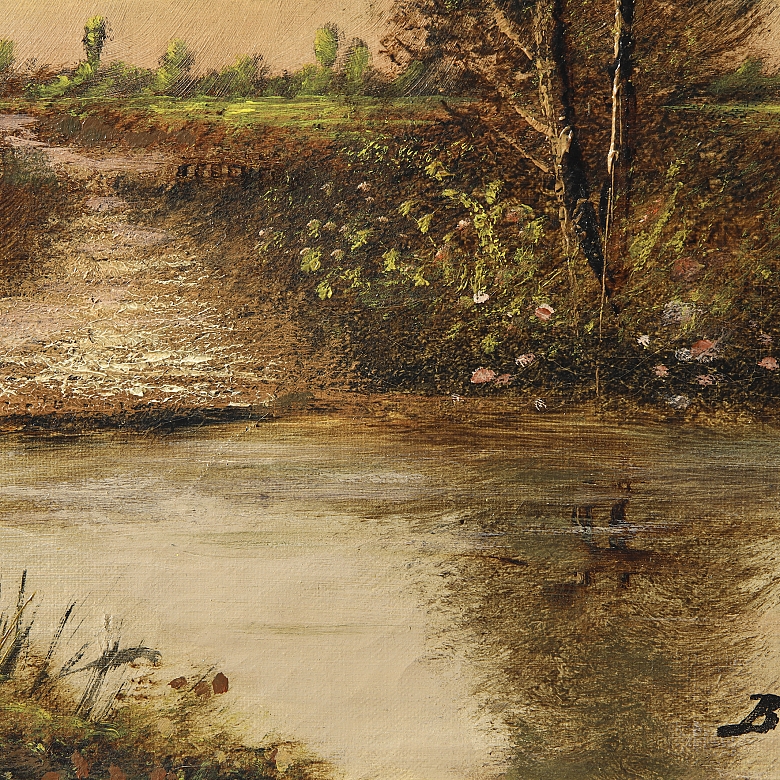 20th-century French school ‘Houses by the Lake’ - 4