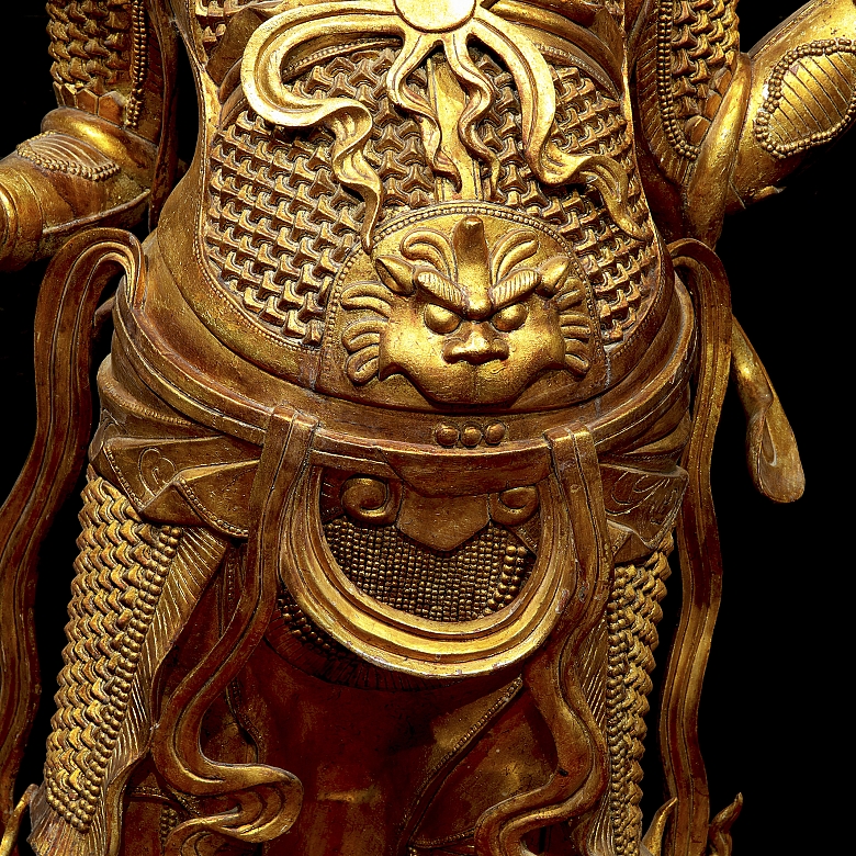 Magnificent bronze figure of ‘Guăng Mù Tiān wáng, Heavenly King’, Ming dynasty