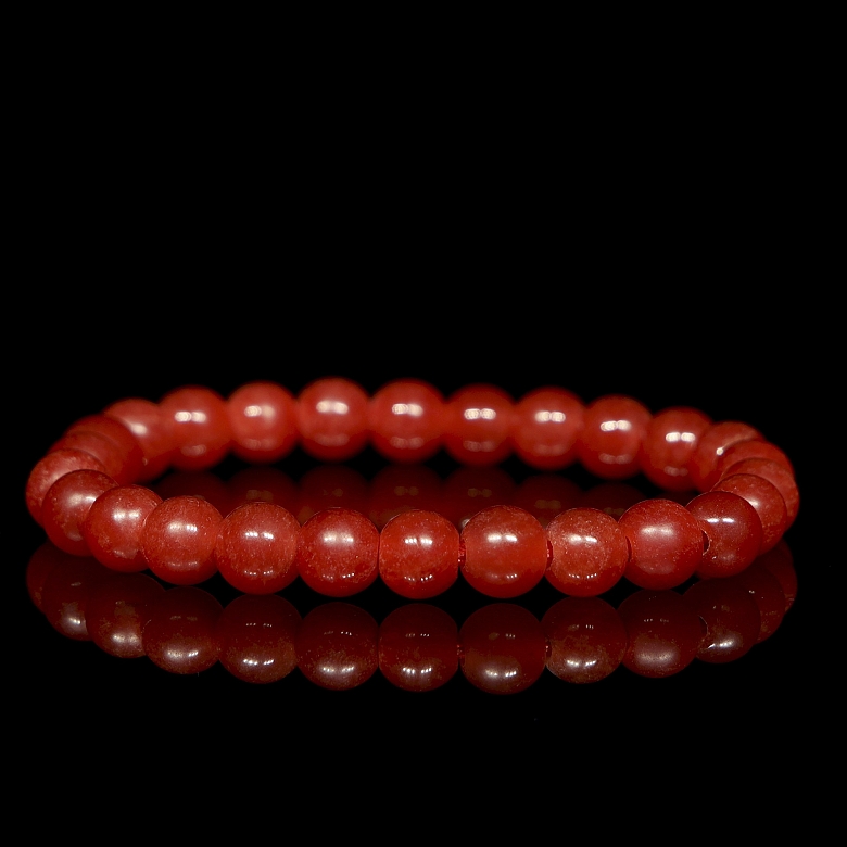 Pulsera de cuentas de ágata Nanhong, dinastía Liao