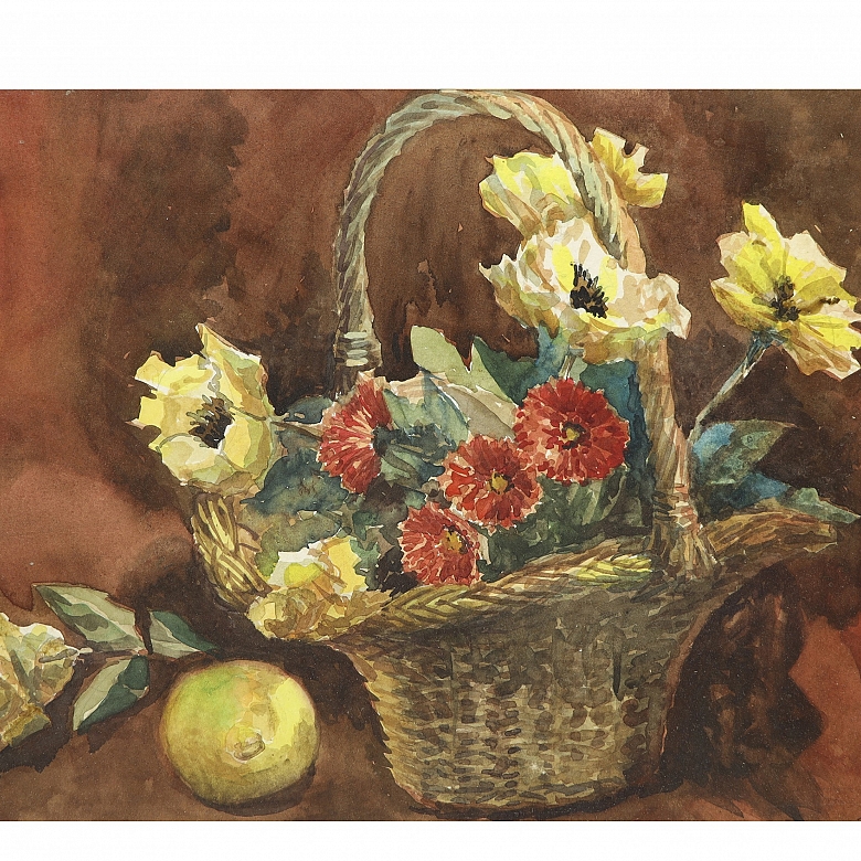 S. Guaita (20th century) ‘Basket with flowers’